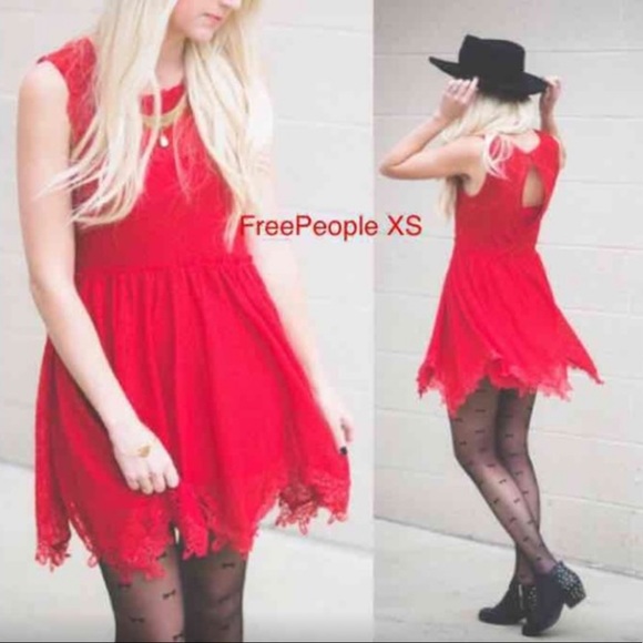 Gorgeous Free People red lace dress! - Picture 1 of 9